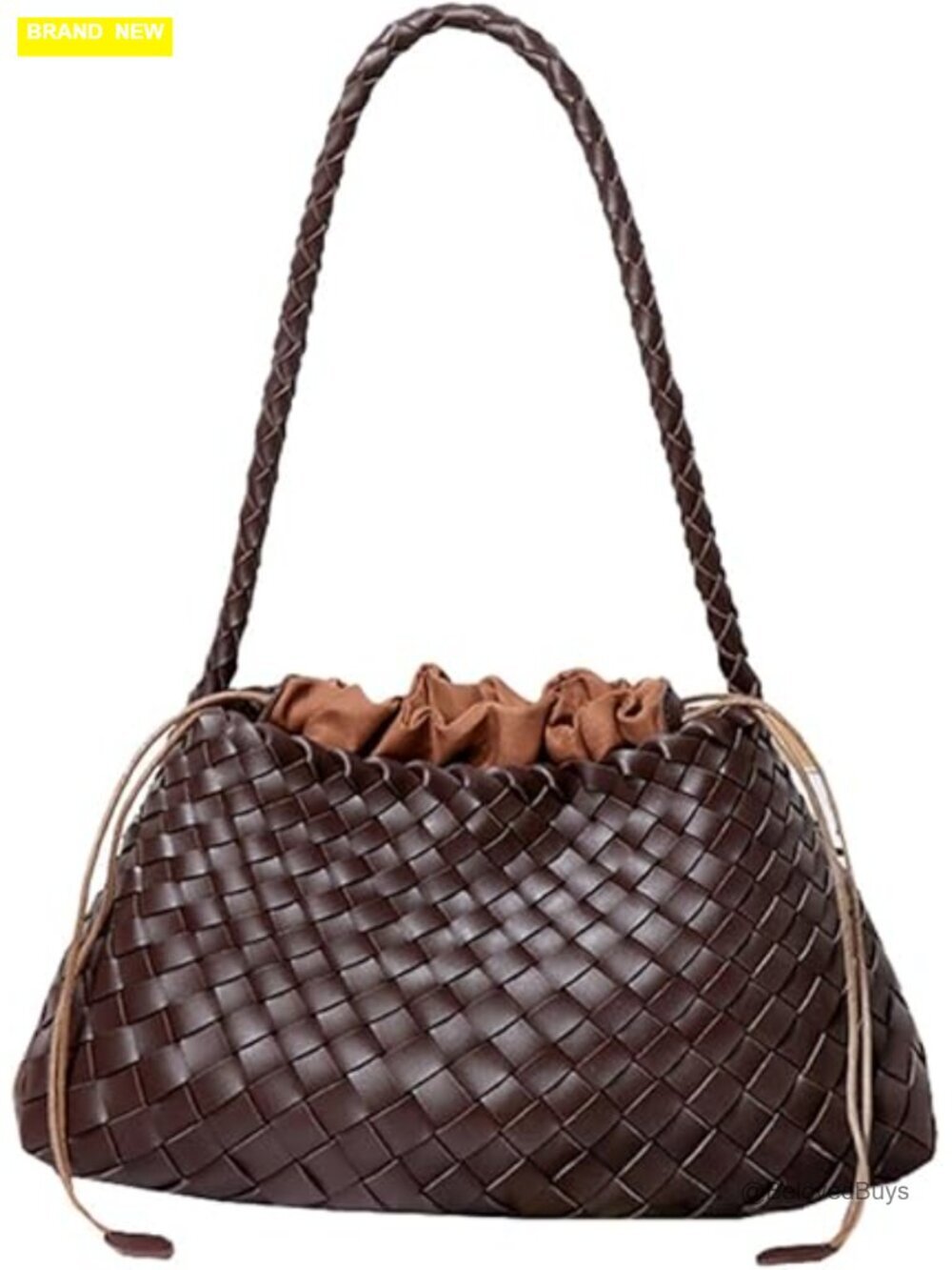 Faux Leather Hobo Bag with Drawstring Closure Trendy Shoulder Bag Tote Purse